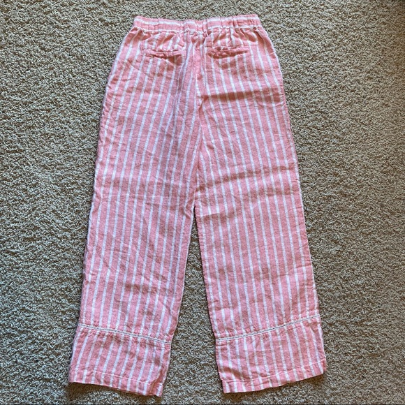 C&C California 100% Linen Wide Leg High Rise Cropped Pants Capris - Picture 7 of 7